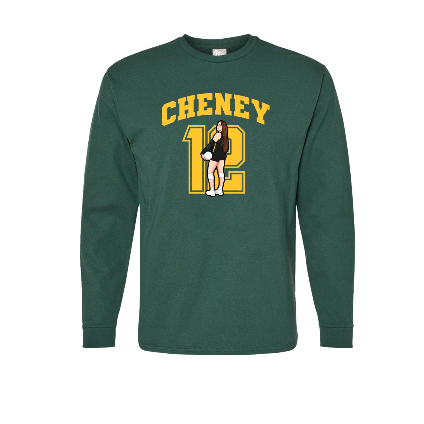 Long Sleeve Tee — Number in Green