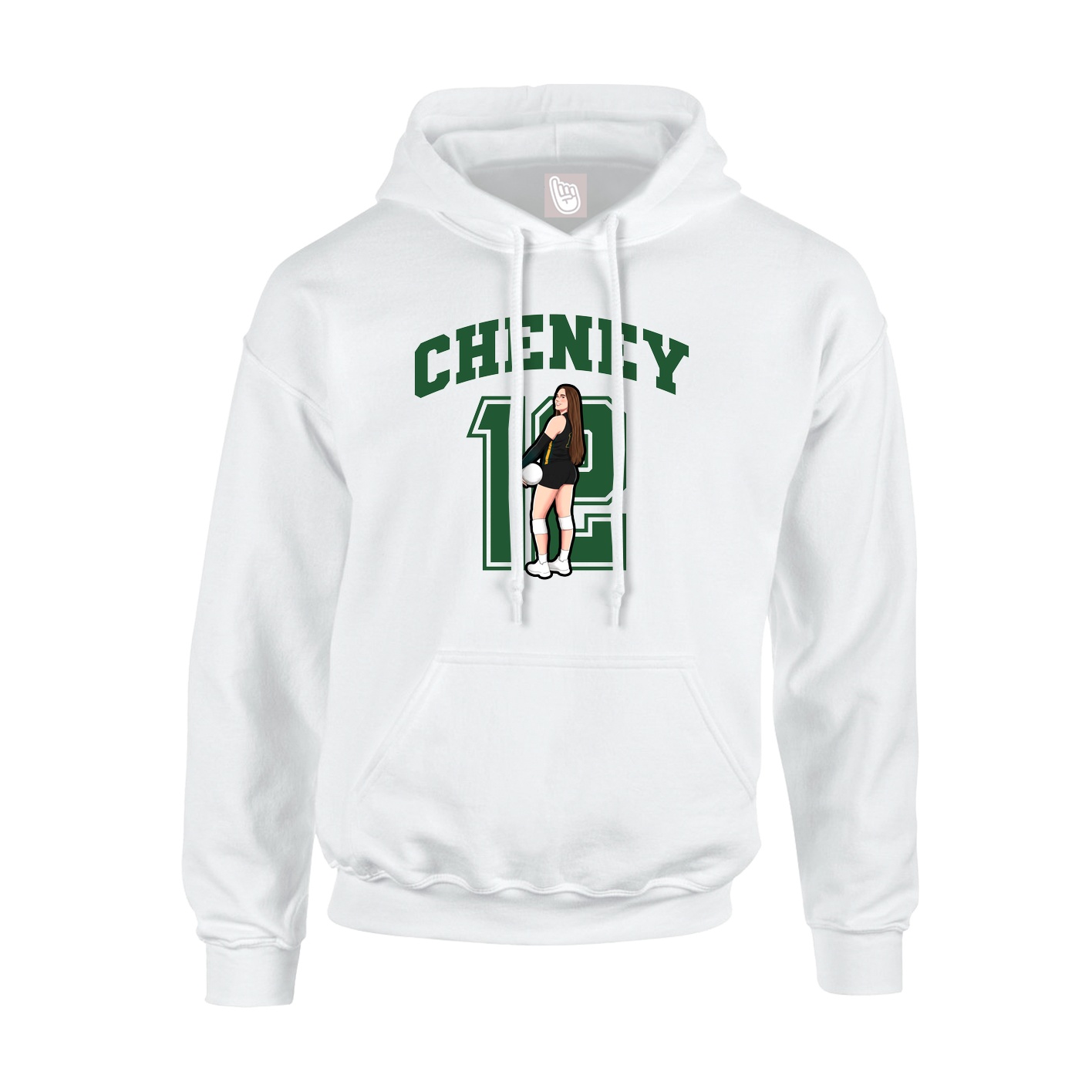 Youth Hoodie — Number in White