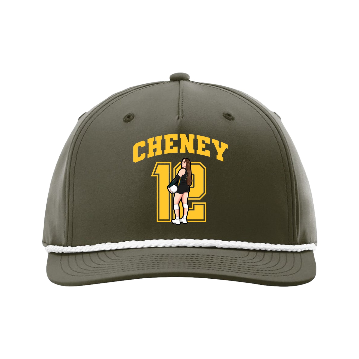 Five-Panel Classic Rope Cap — Number in Green