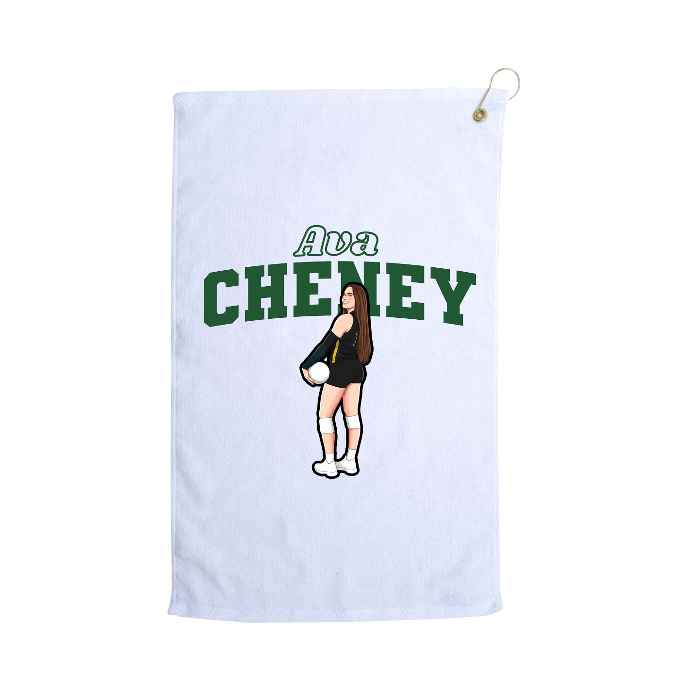 Golf Towel — Name Arch in White