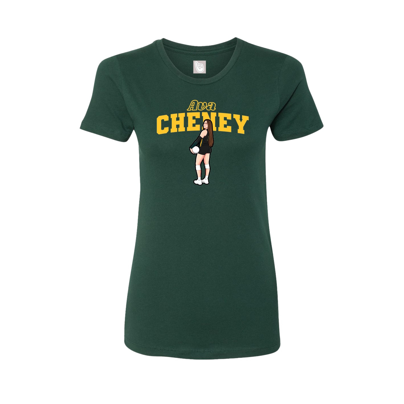 Fitted Women's Tee — Name Arch in Green