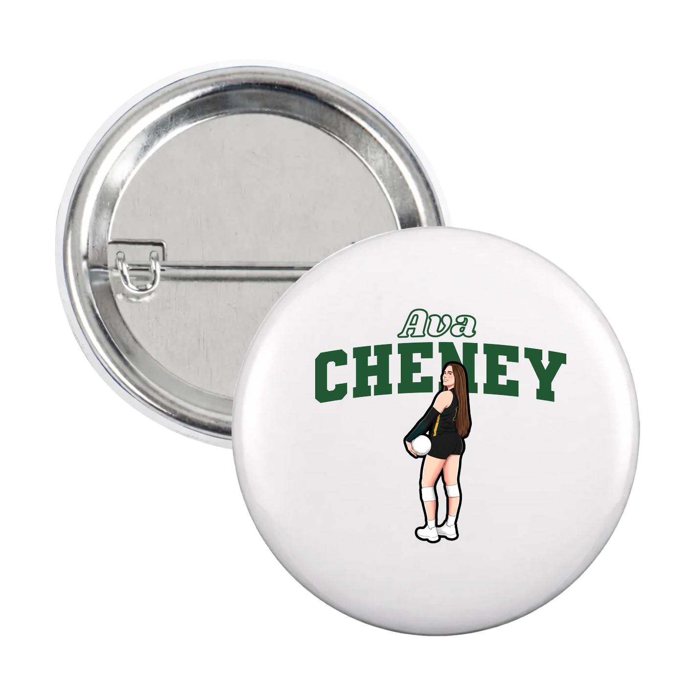 Game Day Button — Name Arch in White