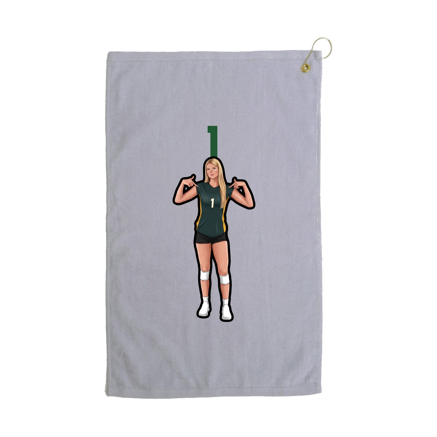 Golf Towel — Number Top in Grey