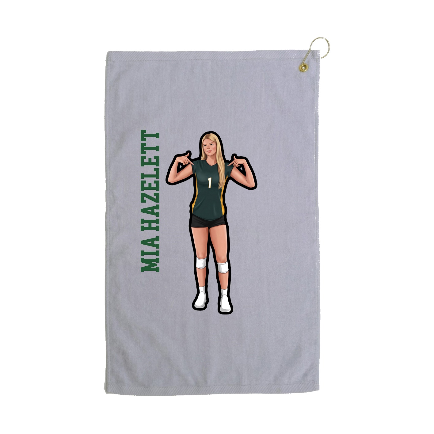 Golf Towel — Name Vertical in Grey