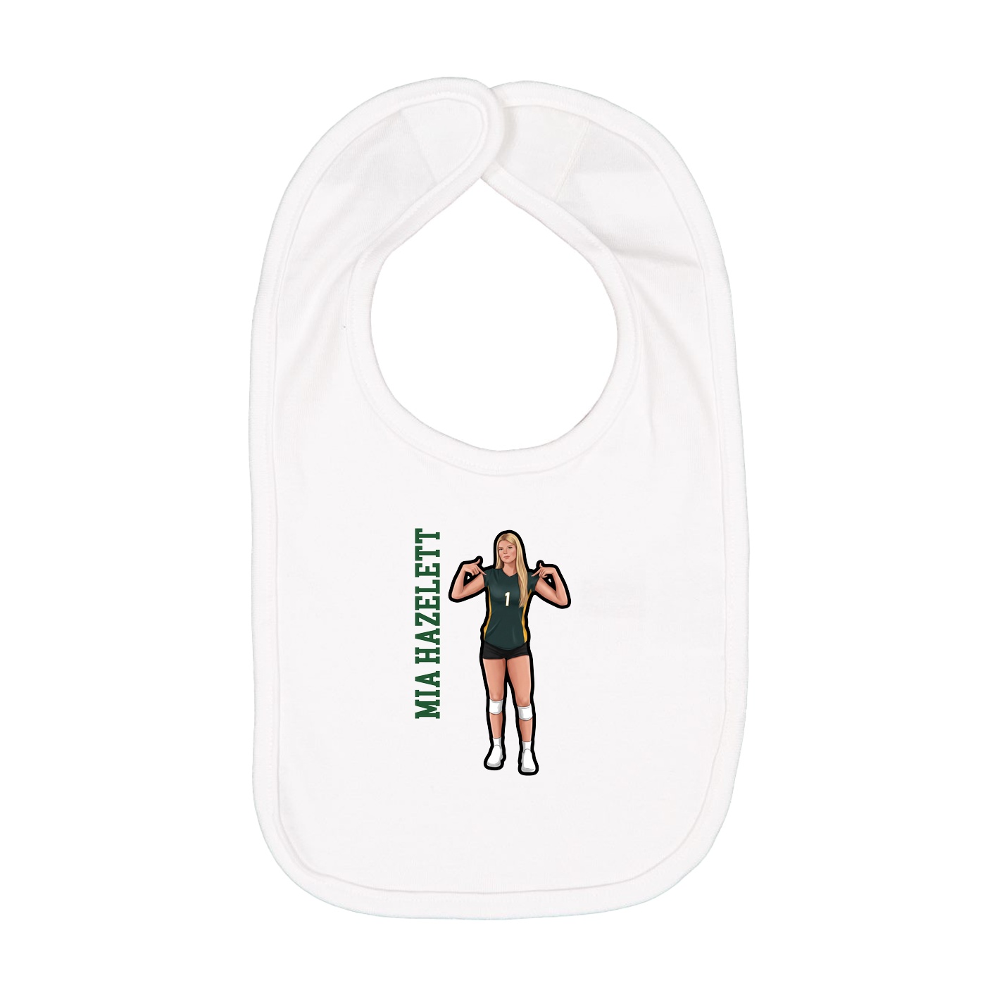 Infant Bib — Name Vertical in White