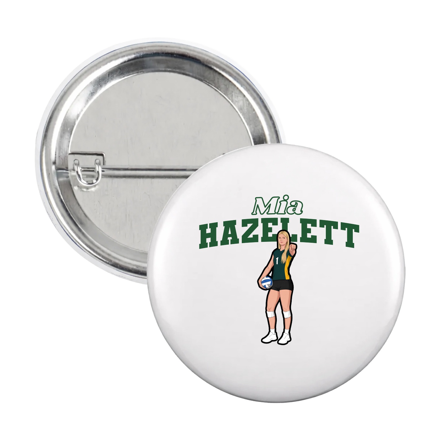 Game Day Button — Name Arch in White