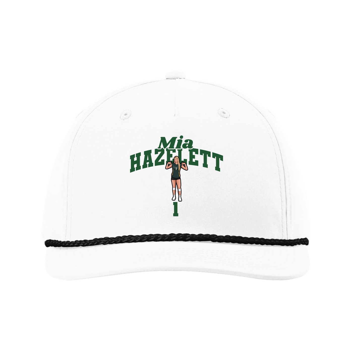 Five-Panel Classic Rope Cap — Signature Arch in White
