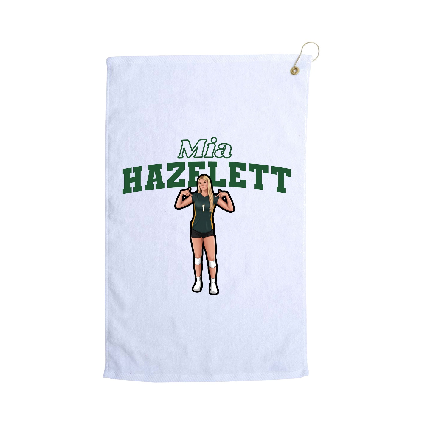 Golf Towel — Name Arch in White