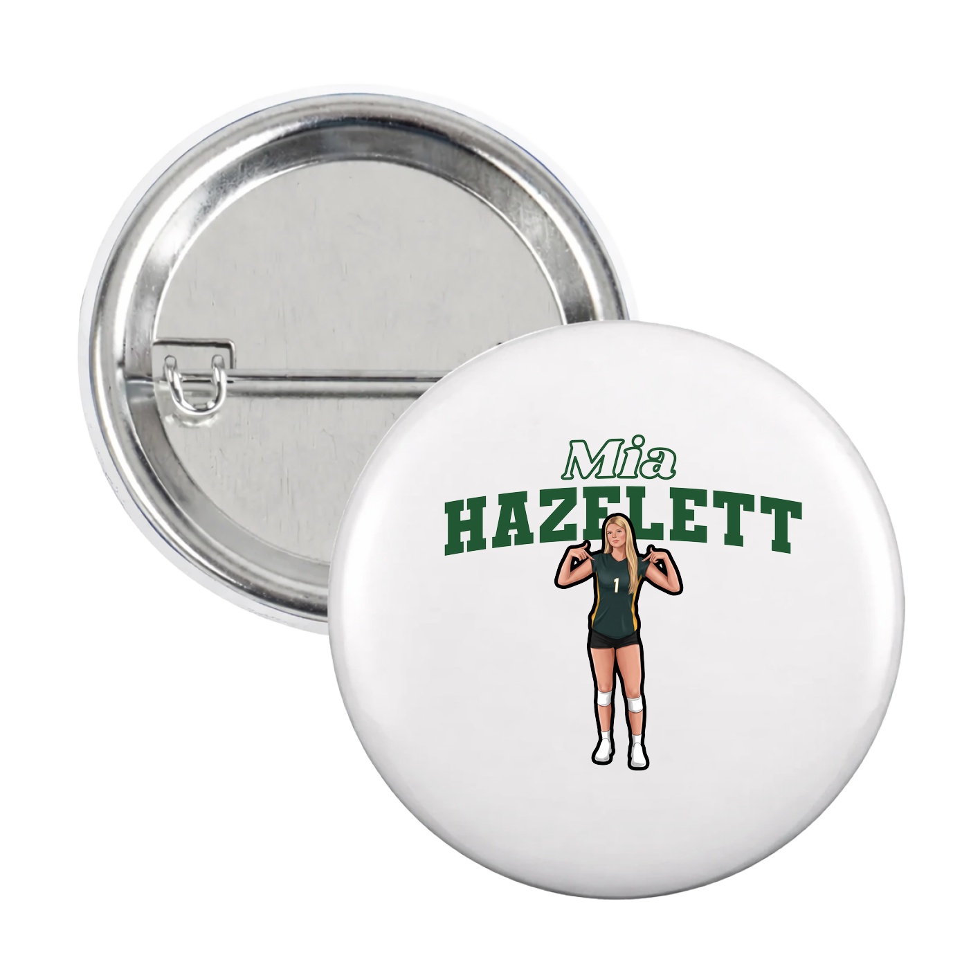 Game Day Button — Name Arch in White