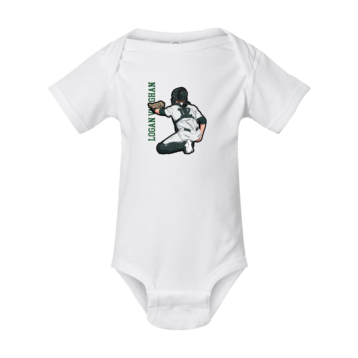 Baby Onesie — Name Vertical in White