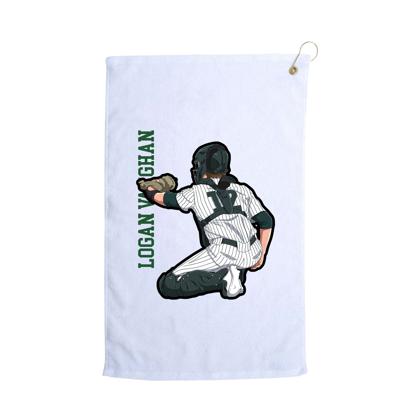 Golf Towel — Name Vertical in White