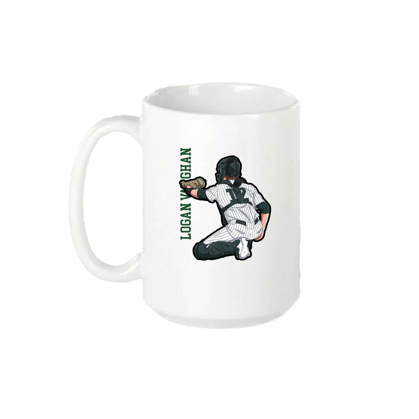 15oz Coffee Mug — Name Vertical in White