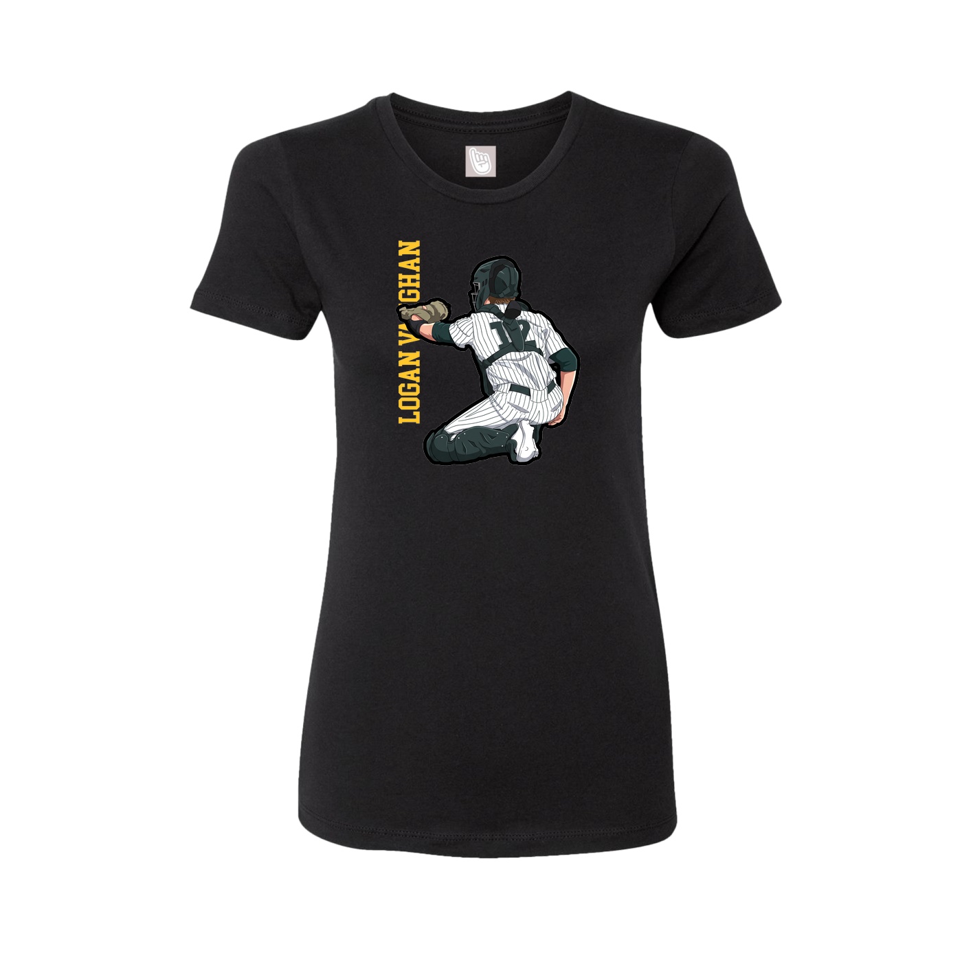 Fitted Women's Tee — Name Vertical in Black