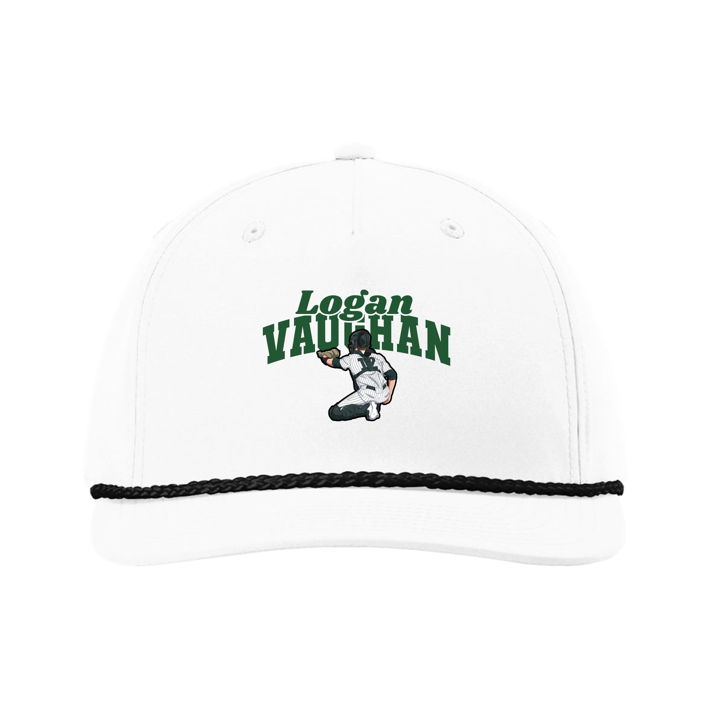 Five-Panel Classic Rope Cap — Signature Arch in White