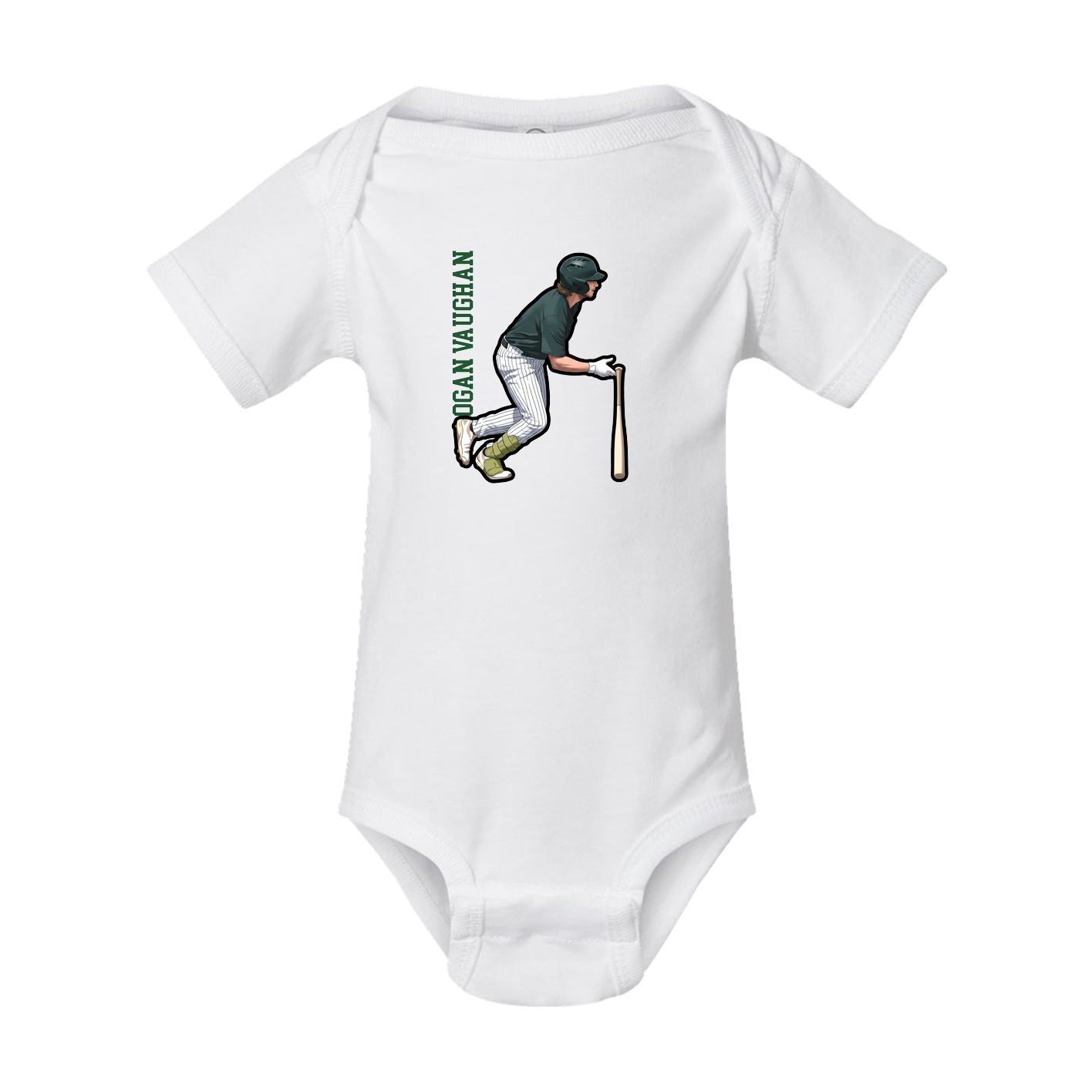 Baby Onesie — Name Vertical in White