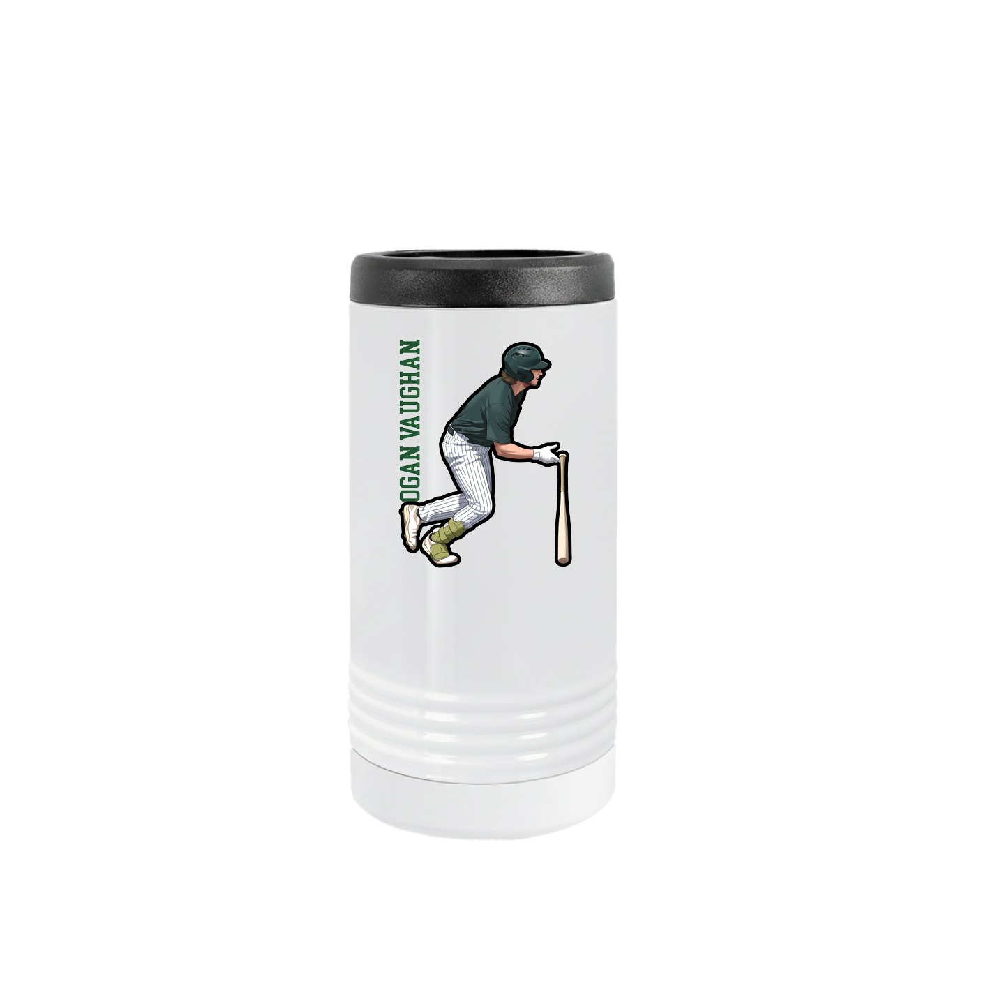 Slim Beverage Holder — Name Vertical in White