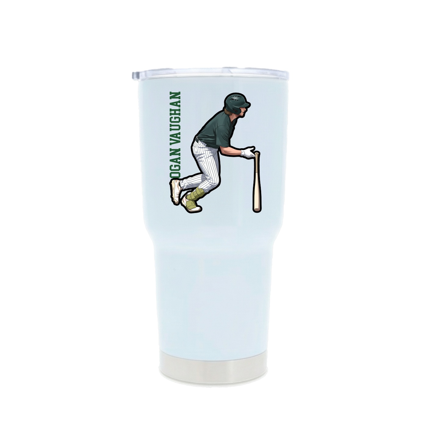 30oz Stainless Steel Tumbler — Name Vertical in White
