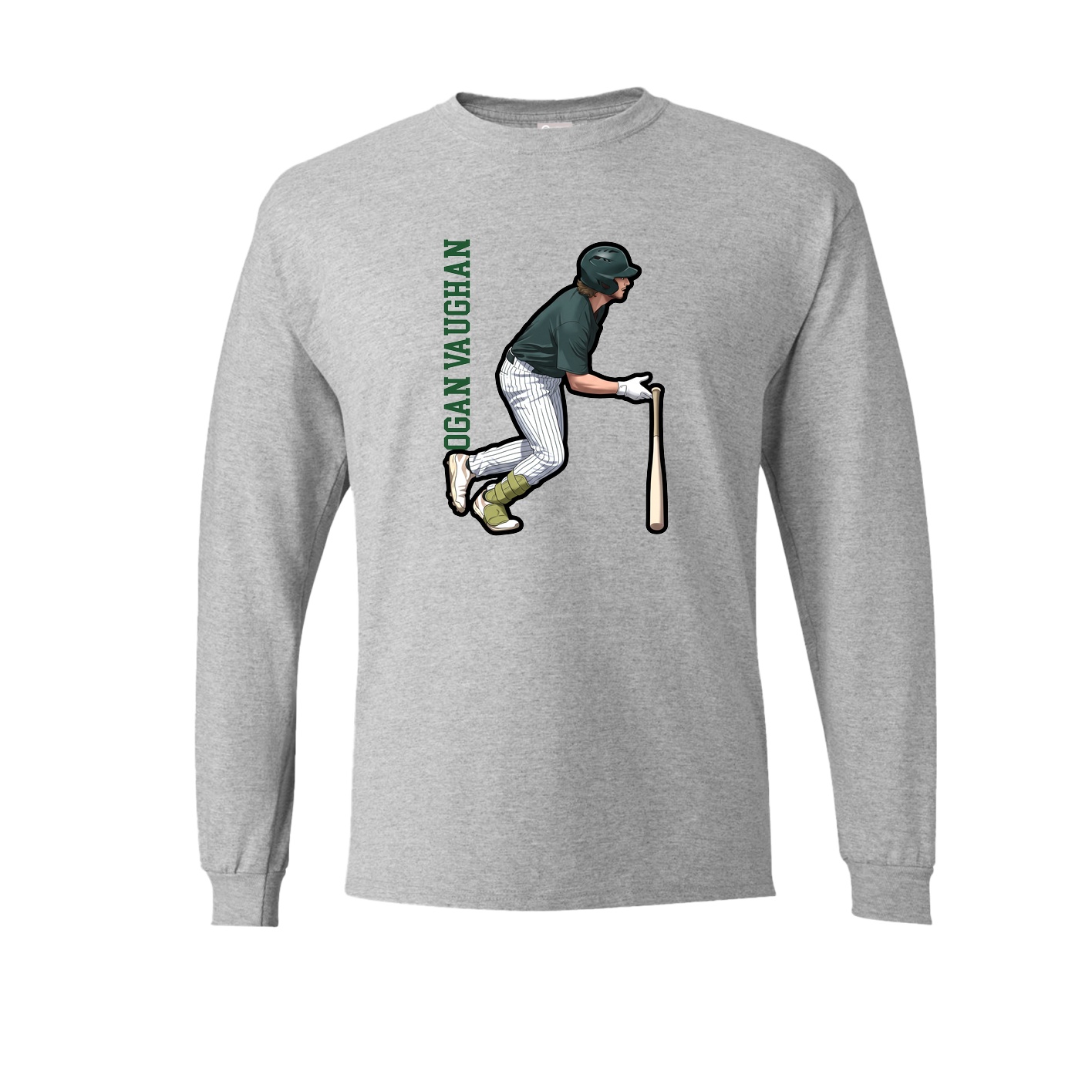 Long Sleeve Tee — Name Vertical in Grey