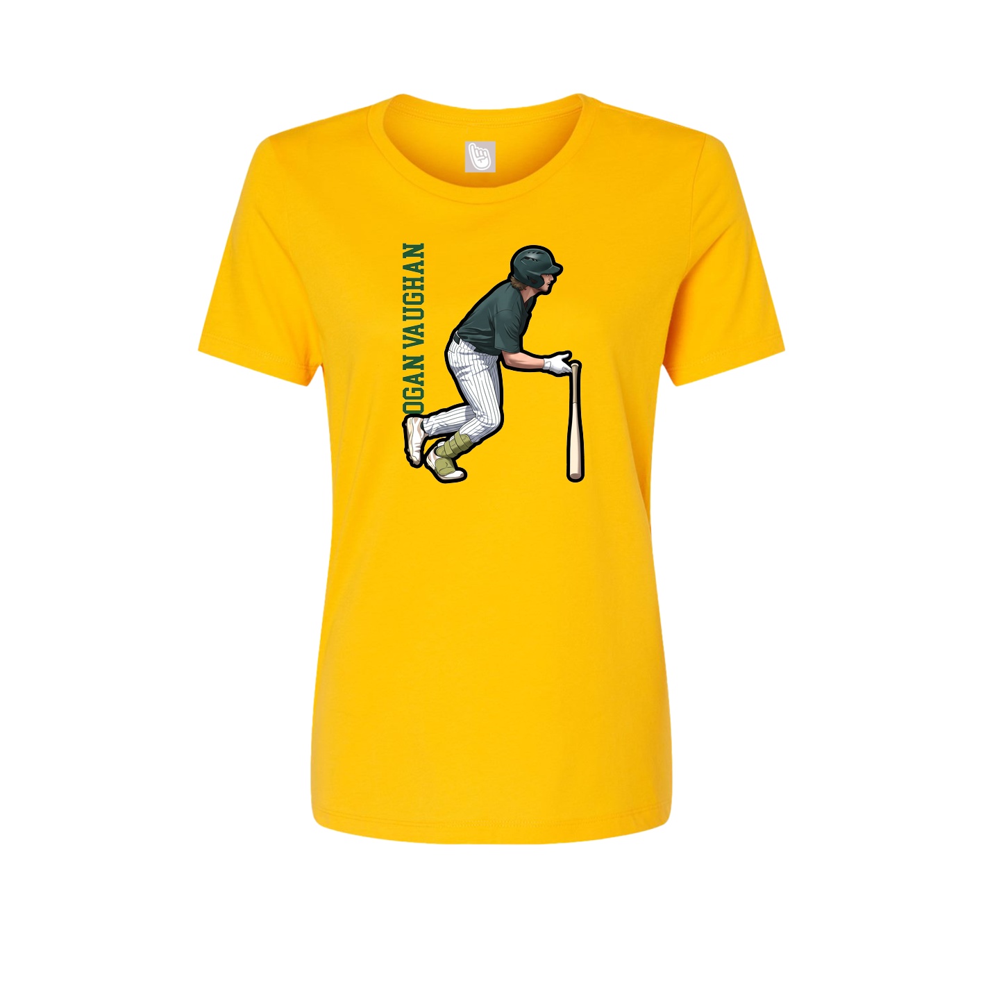 Fitted Women's Tee — Name Vertical in Gold
