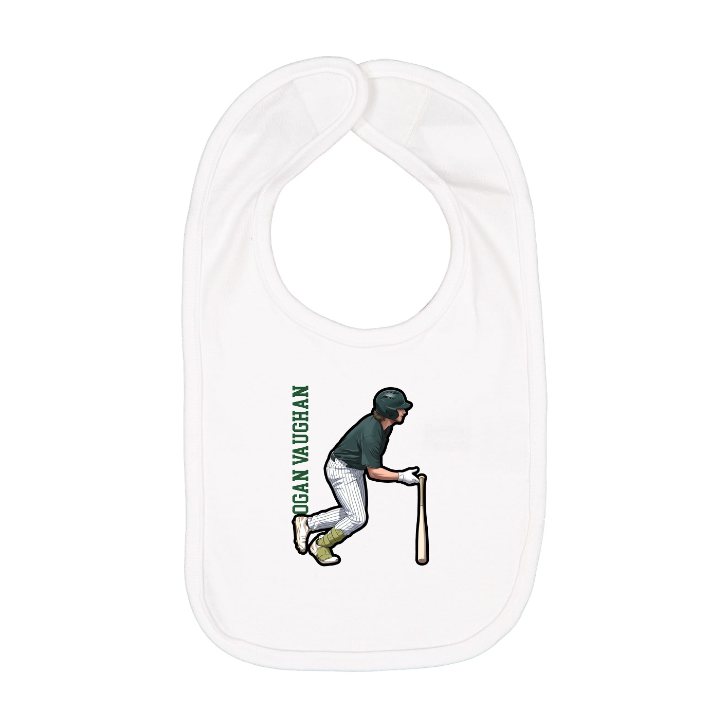 Infant Bib — Name Vertical in White