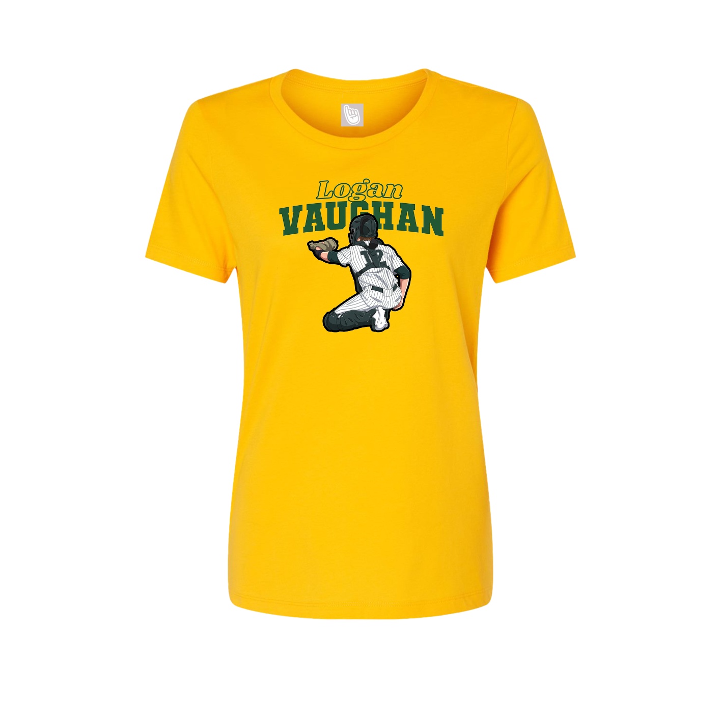 Fitted Women's Tee — Name Arch in Gold