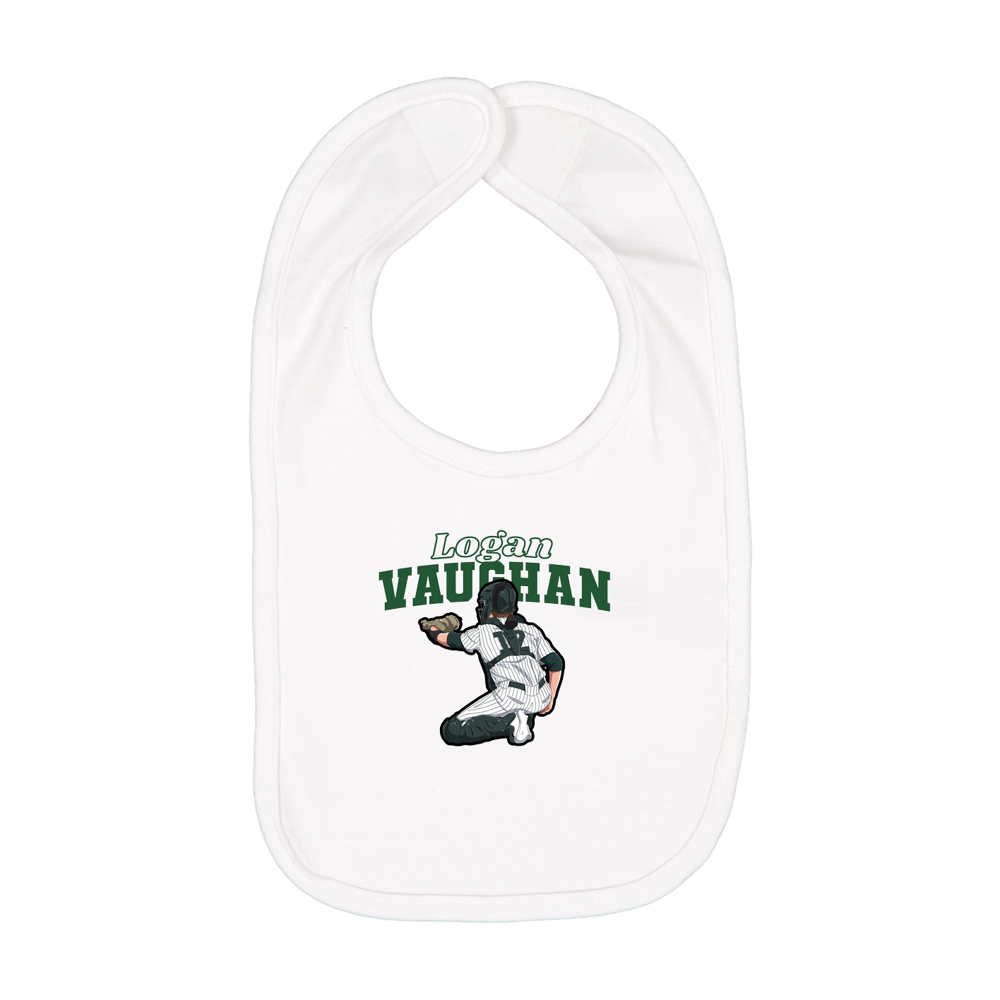 Infant Bib — Name Arch in White