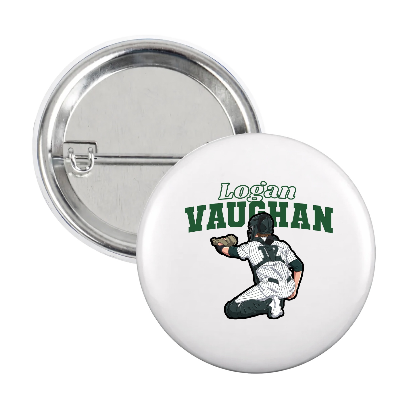 Game Day Button — Name Arch in White
