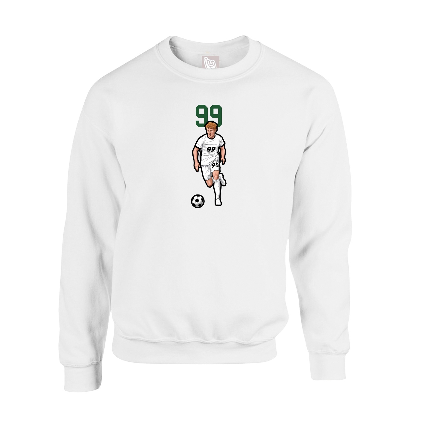 Fleece Crew — Number Top in White