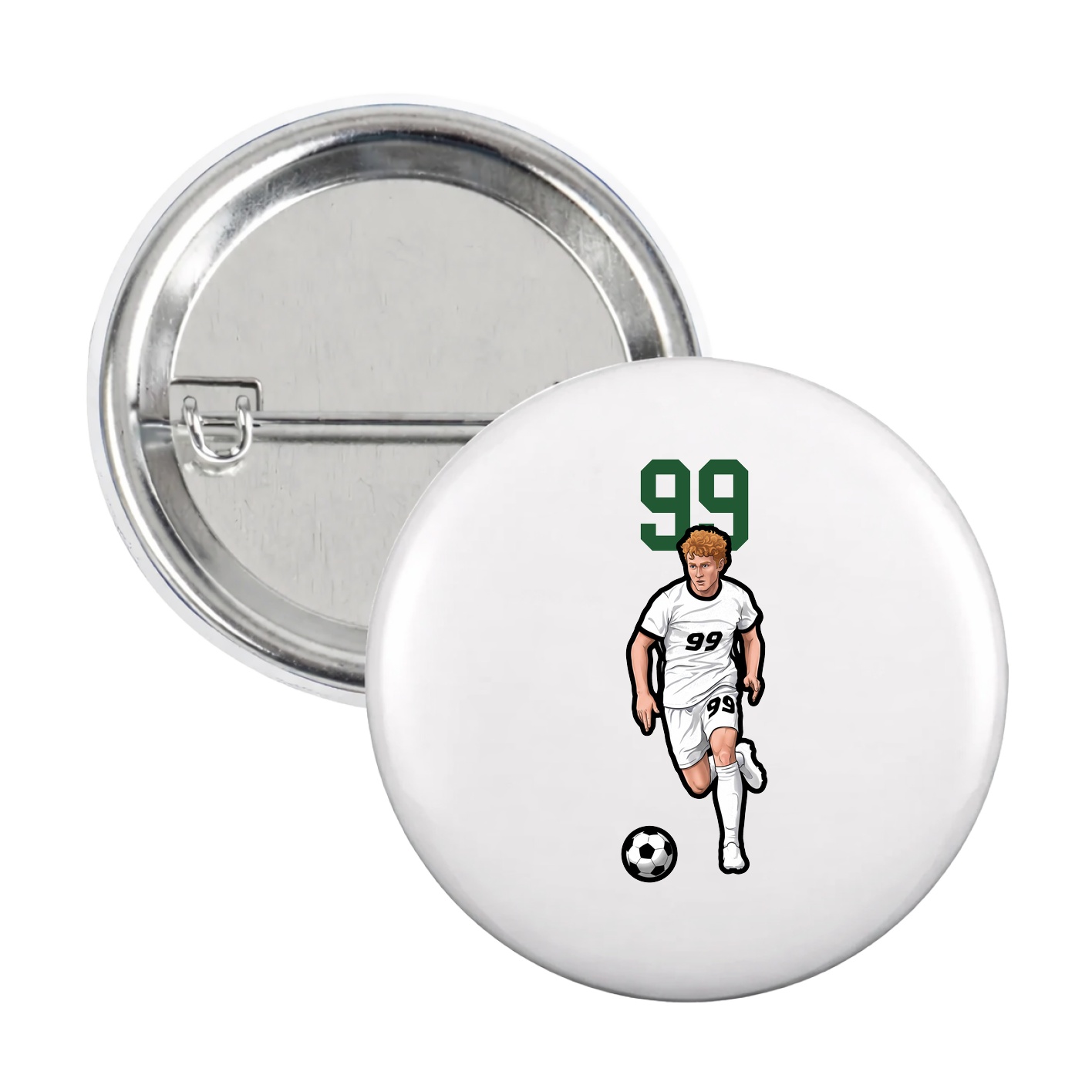 Game Day Button — Number Top in White