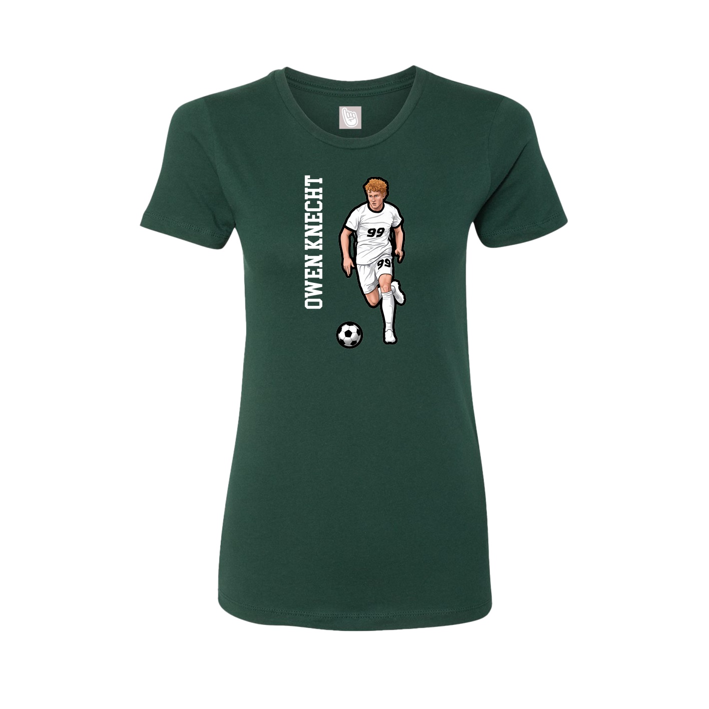 Fitted Women's Tee — Name Vertical in Green