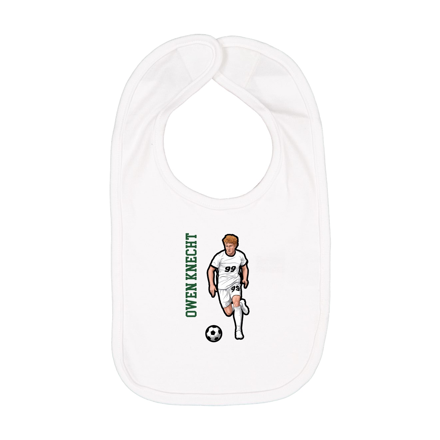 Infant Bib — Name Vertical in White