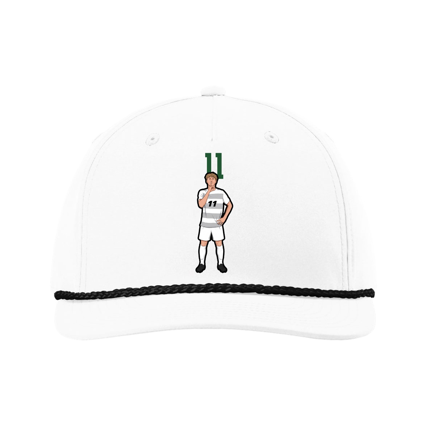 Five-Panel Classic Rope Cap — Number Top in White