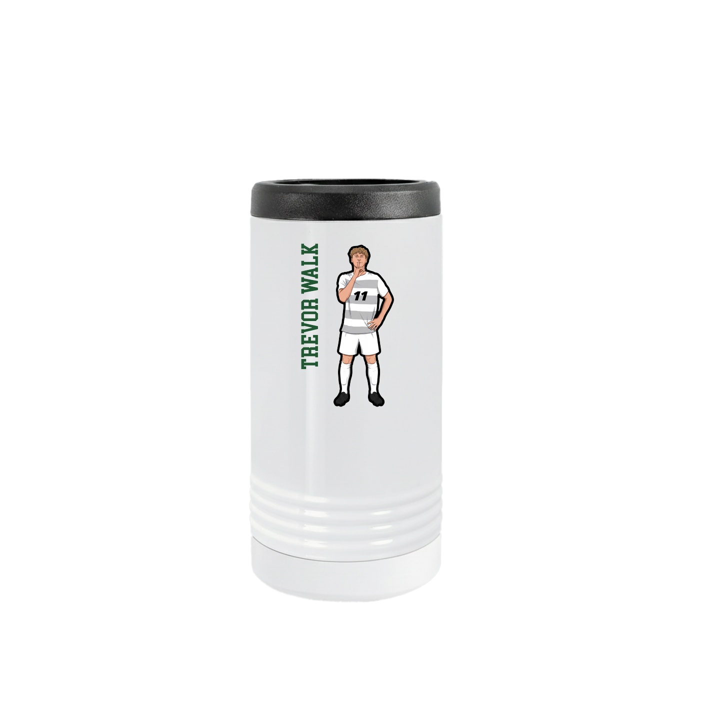 Slim Beverage Holder — Name Vertical in White