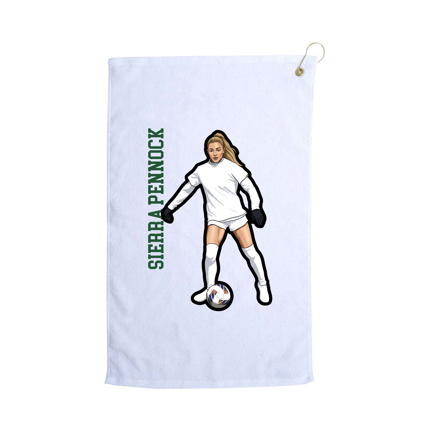 Golf Towel — Name Vertical in White