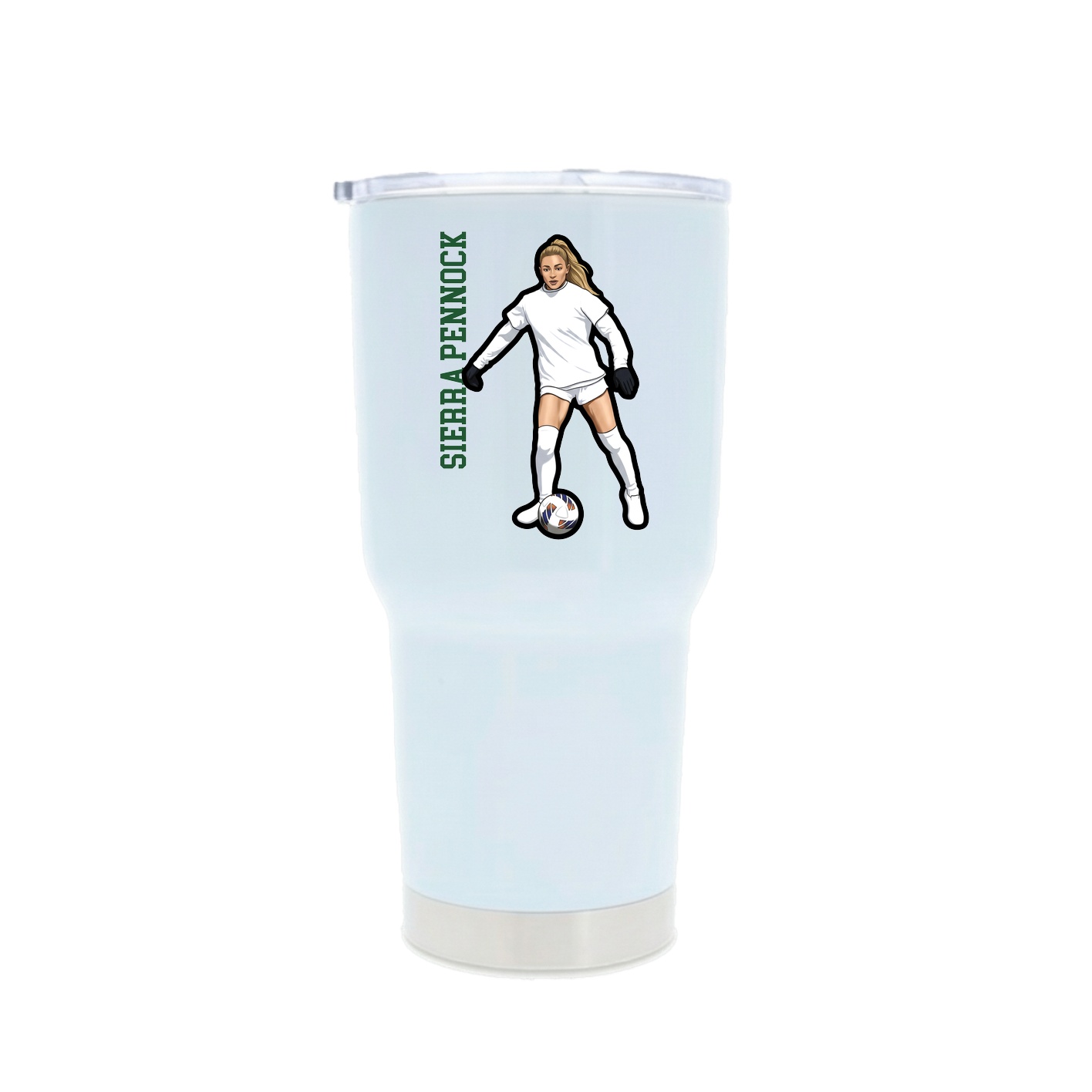 30oz Stainless Steel Tumbler — Name Vertical in White