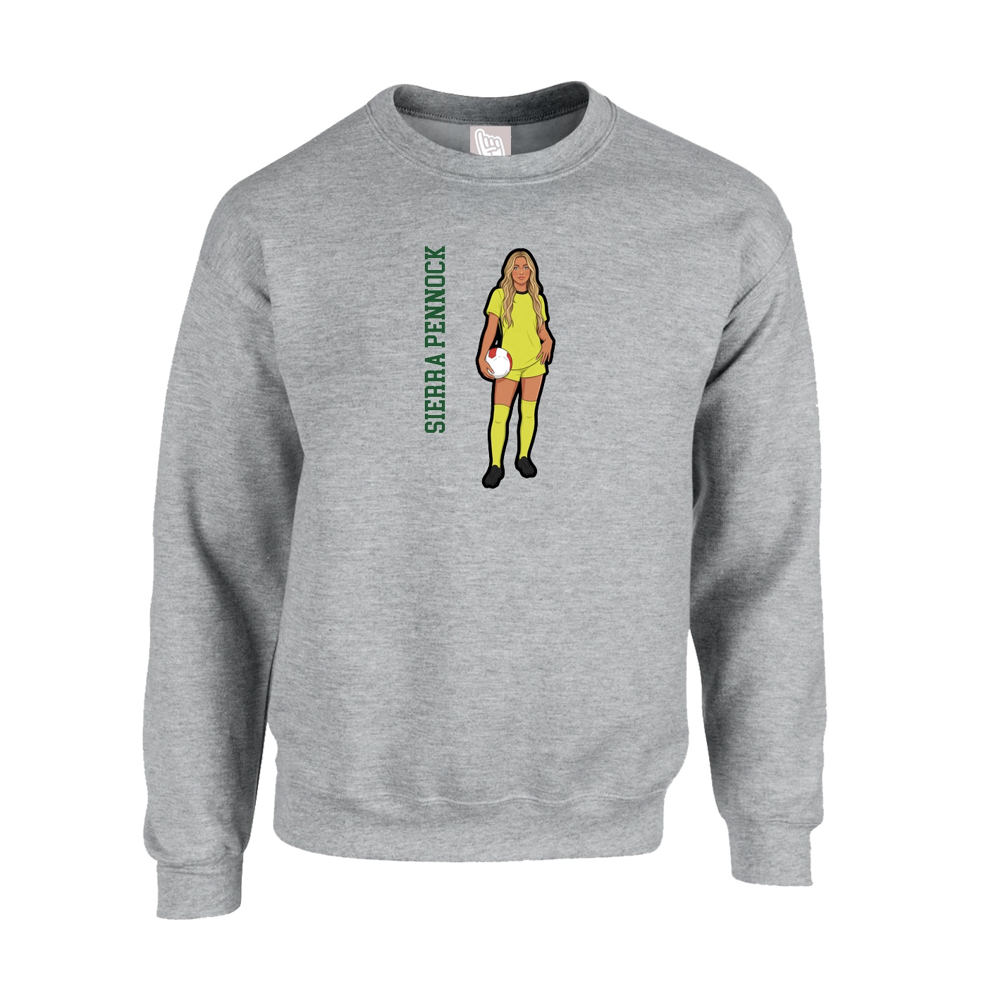 Fleece Crew — Name Vertical in Grey