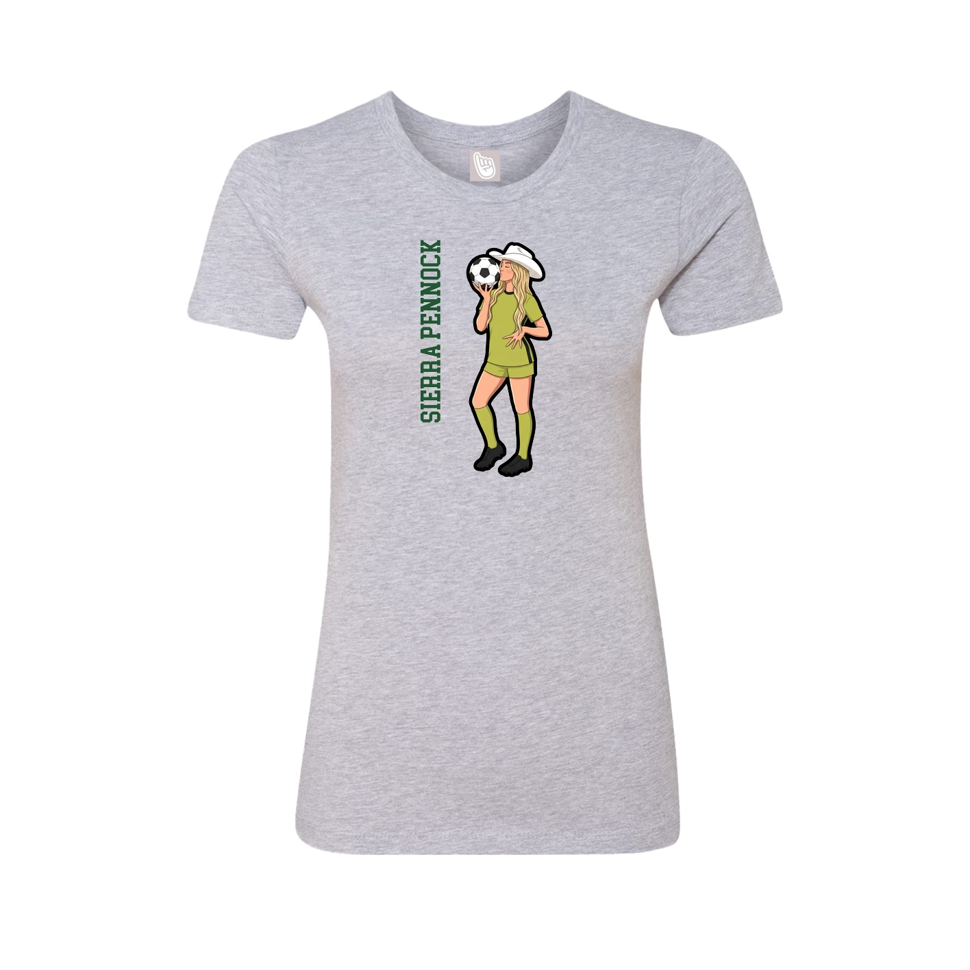 Fitted Women's Tee — Name Vertical in Grey
