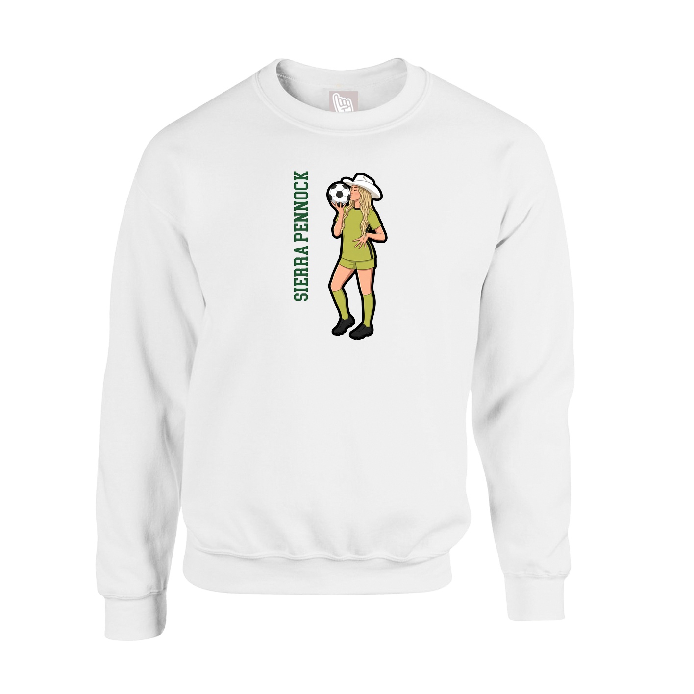 Fleece Crew — Name Vertical in White