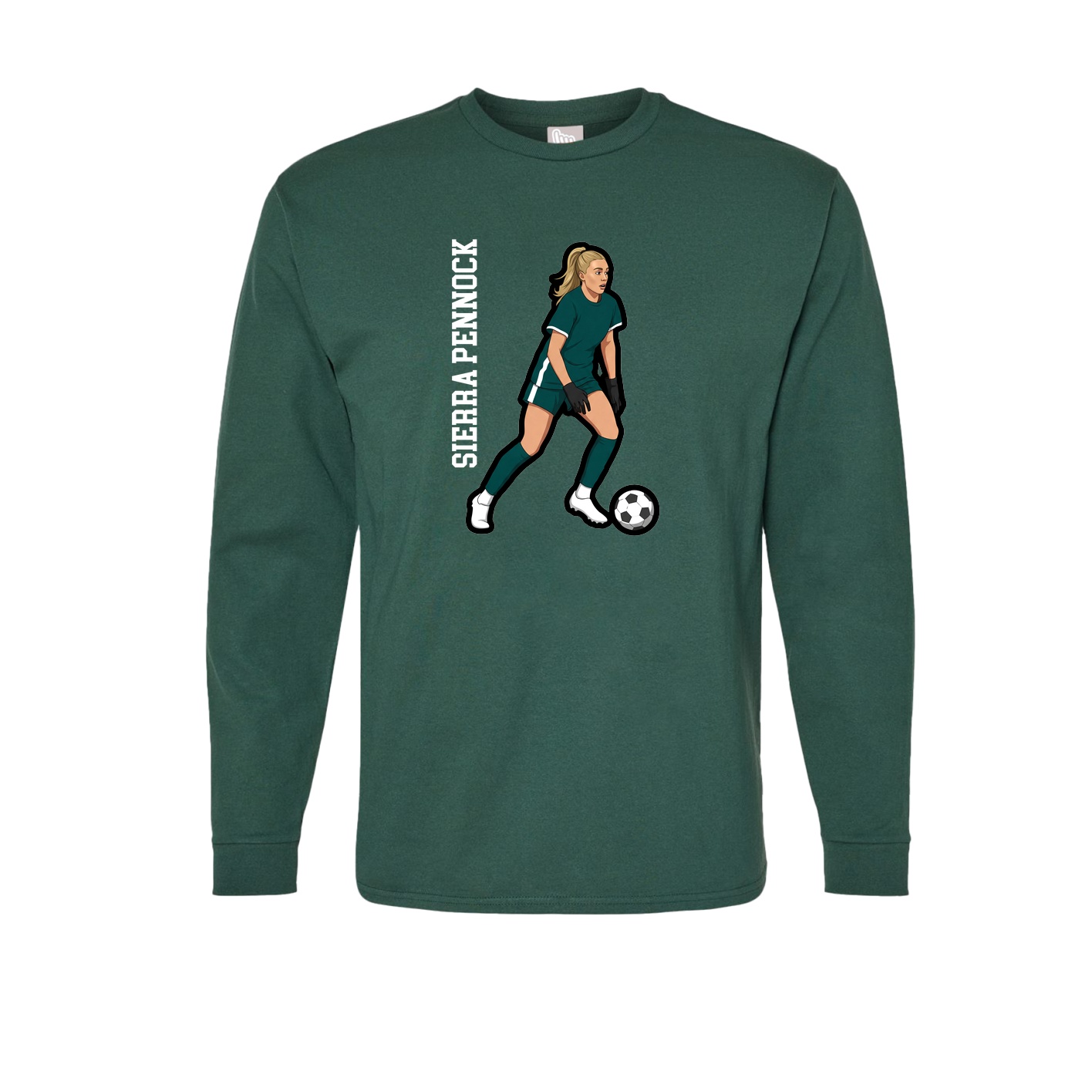 Long Sleeve Tee — Name Vertical in Green