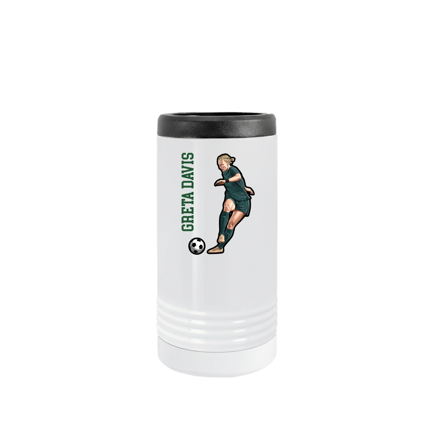 Slim Beverage Holder — Name Vertical in White