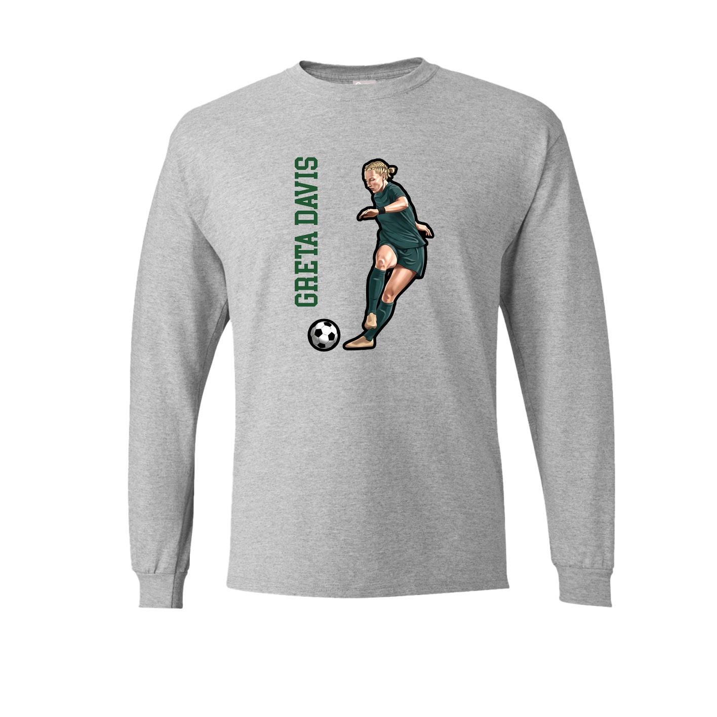 Long Sleeve Tee — Name Vertical in Grey