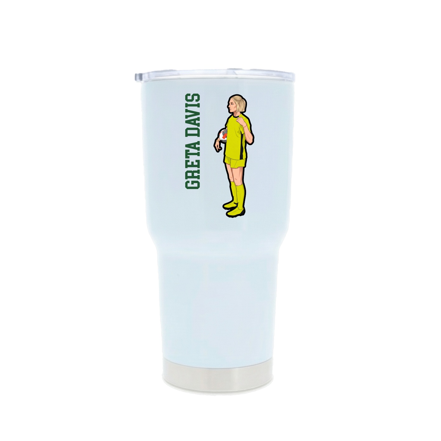 30oz Stainless Steel Tumbler — Name Vertical in White