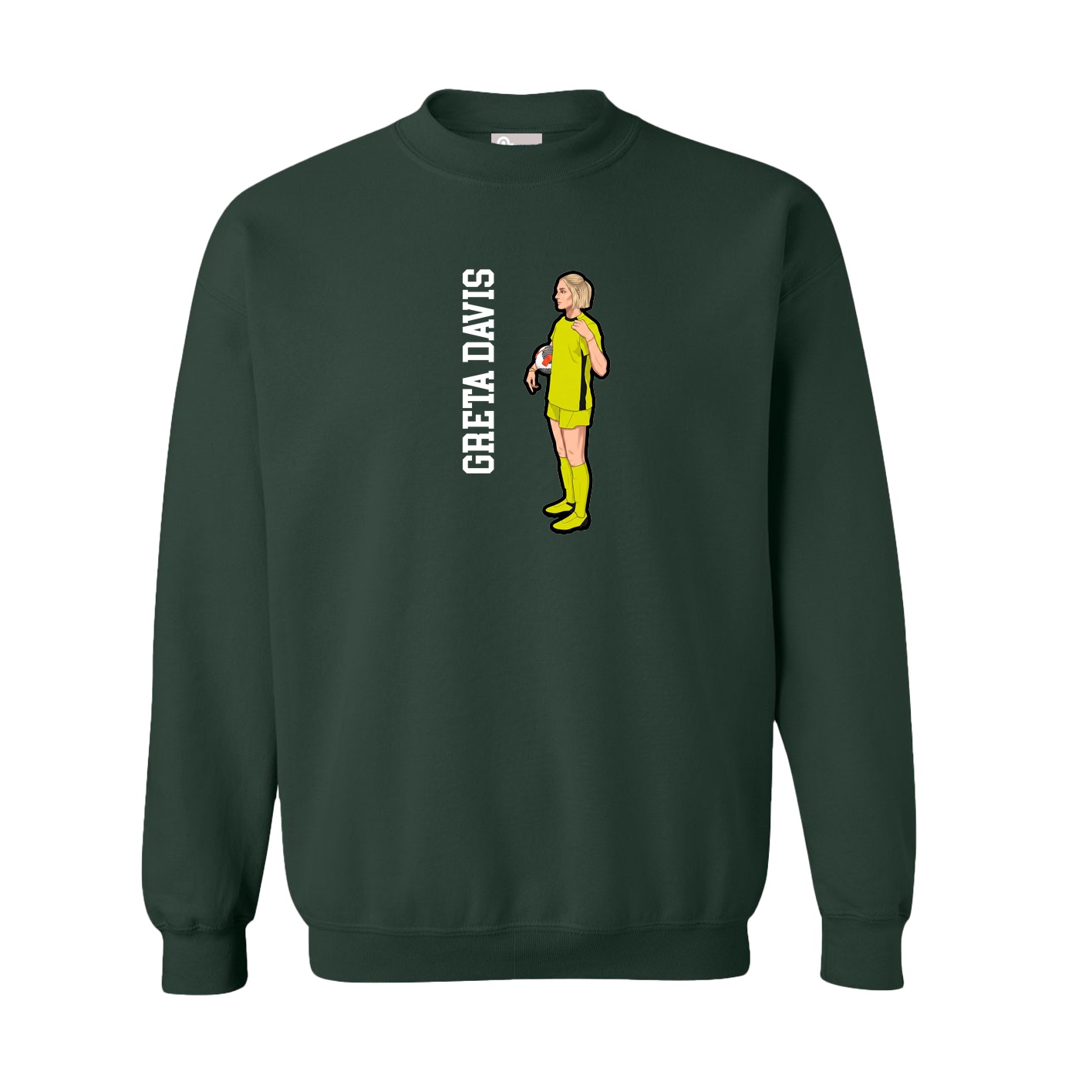 Fleece Crew — Name Vertical in Green