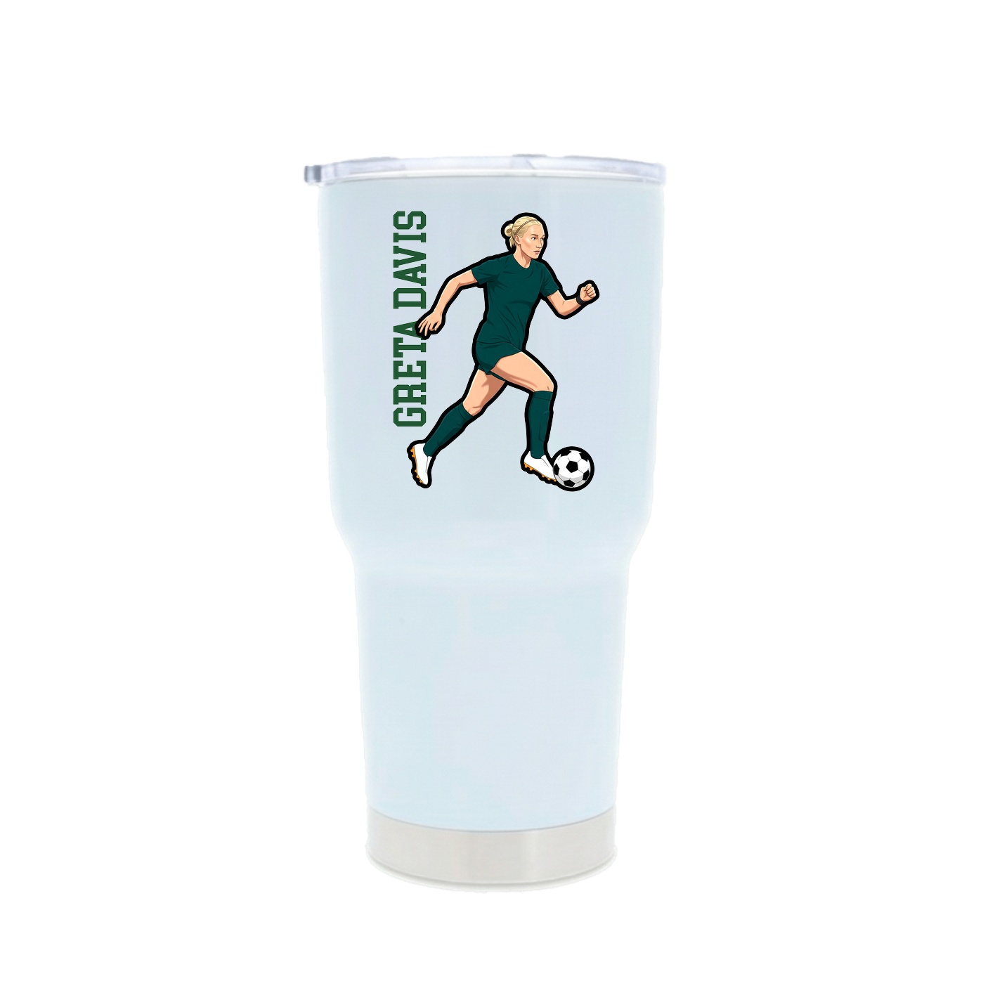 30oz Stainless Steel Tumbler — Name Vertical in White