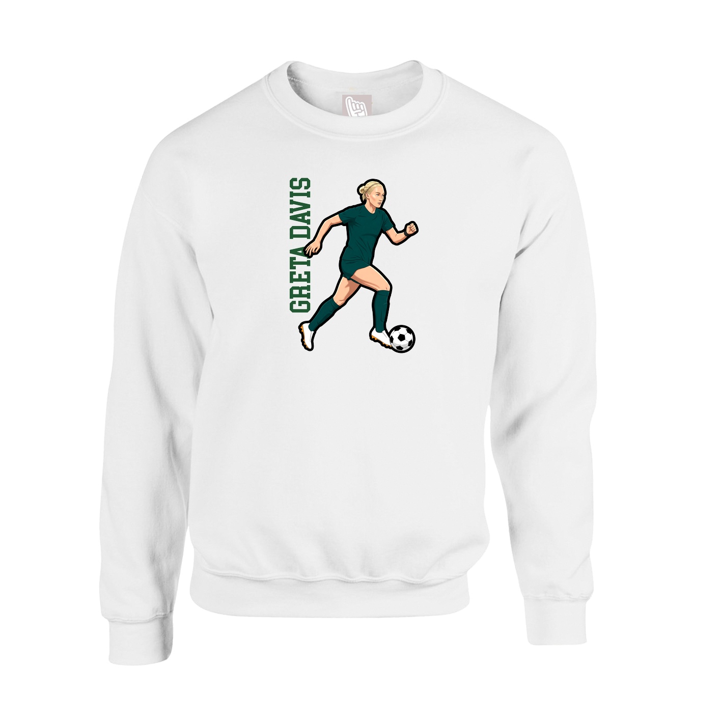 Fleece Crew — Name Vertical in White