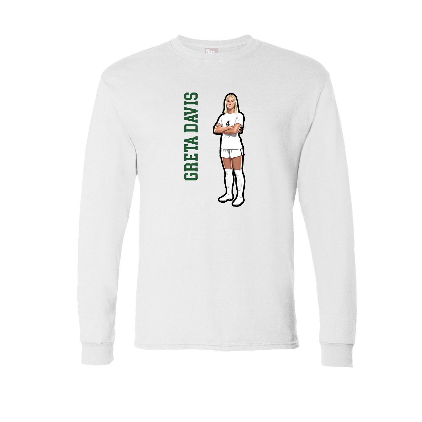 Long Sleeve Tee — Name Vertical in White