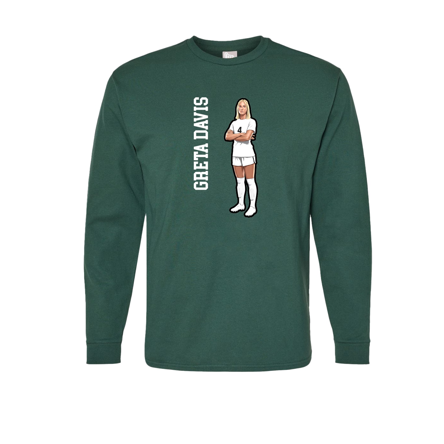 Long Sleeve Tee — Name Vertical in Green