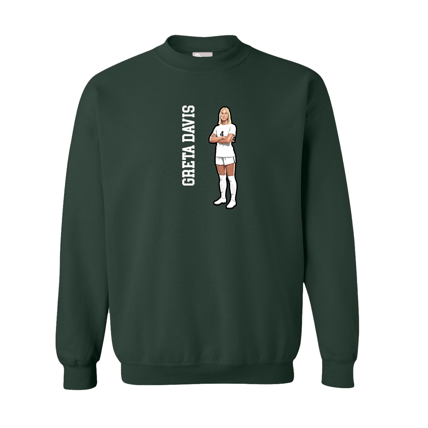 Fleece Crew — Name Vertical in Green