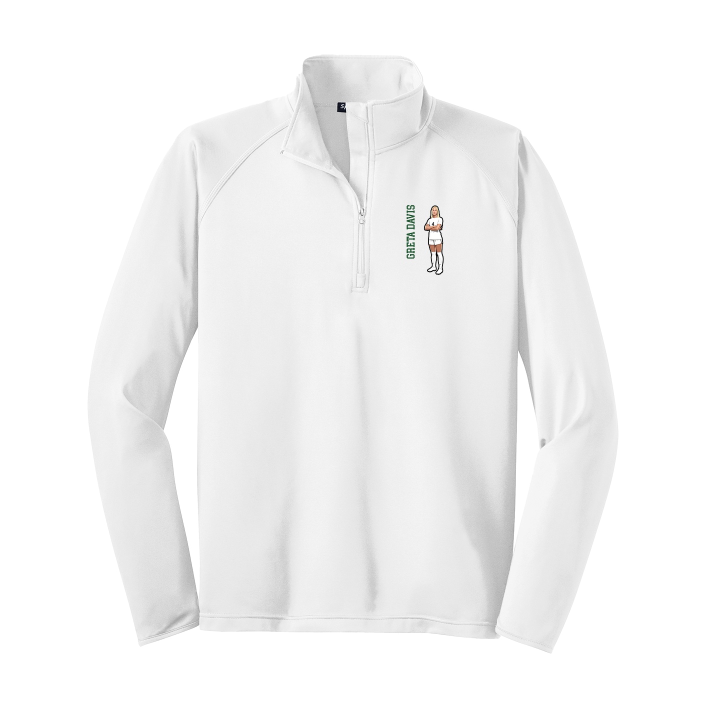 Q-Zip Pullover — Name Vertical in White