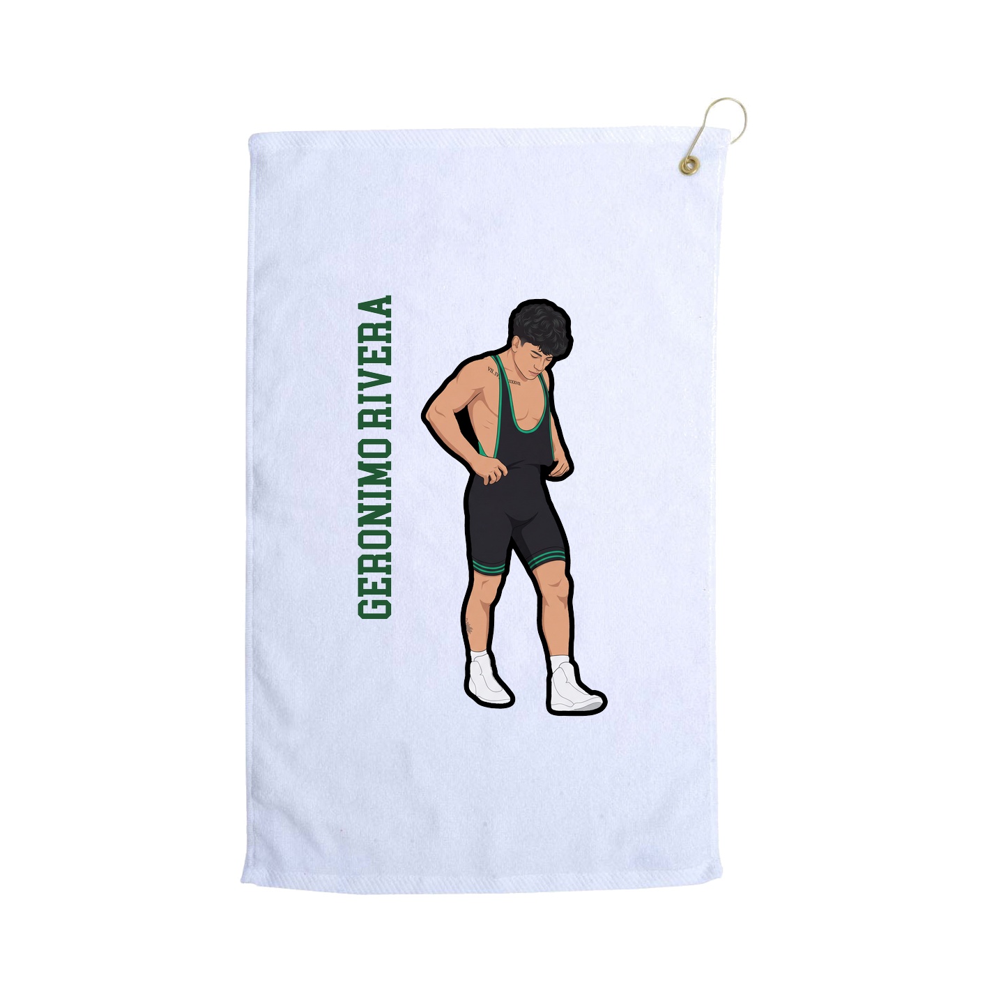 Golf Towel — Name Vertical in White